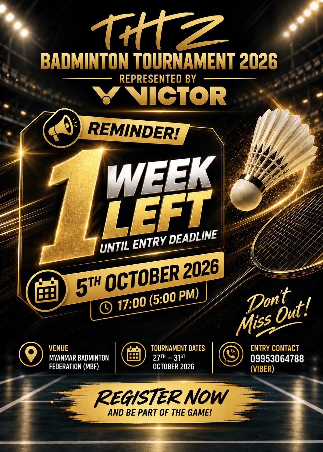 ⏰ 1 WEEK LEFT! 🏸✨